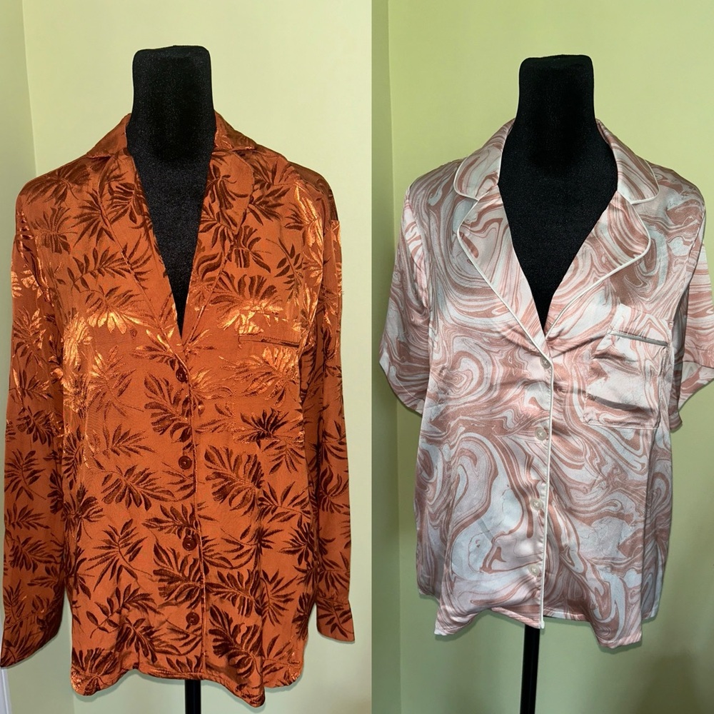 Lot of 2 L*Space PJ/Lounge Shirts. Size XS (Roomy). Beautiful Prints! NWT
